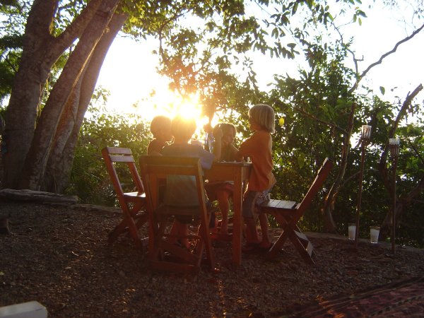 the boys toast the sunset